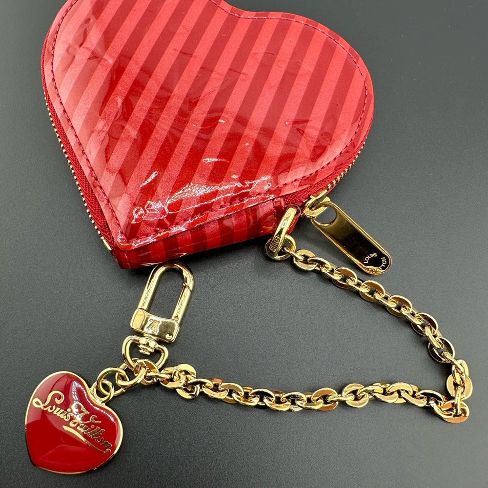 Louis Vuitton Vernis Rayures Coeur Heart Coin Purse Authentic Limited Edition - Picture 7 of 14